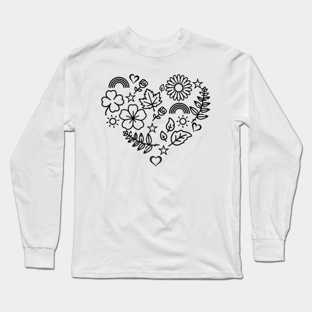 Heart Shaped Spring Flowers Long Sleeve T-Shirt by Sublime Art